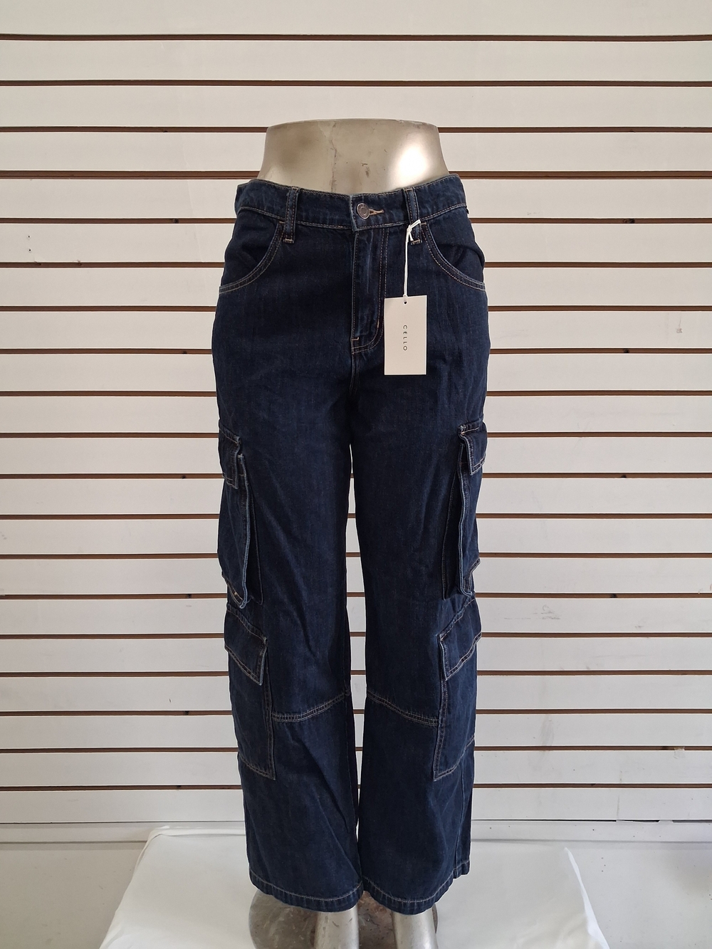 Cello Dark Blue Women's Boyfriend Cargo Jeans
